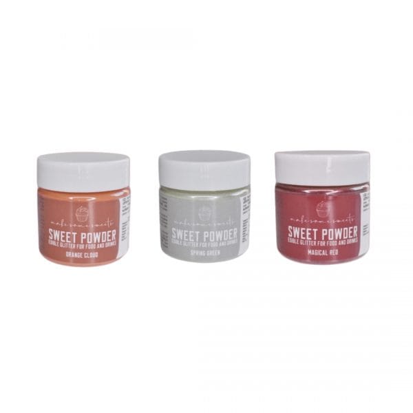 Red Green Orange Glitter Trio
